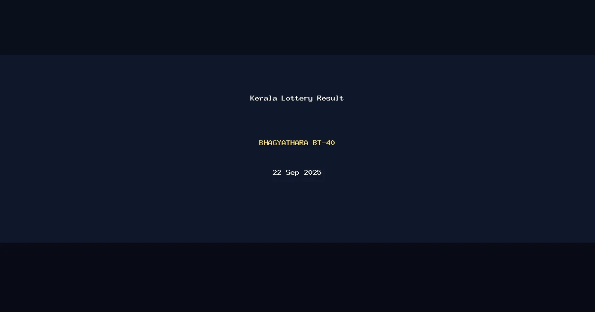 Kerala Lottery Result — Bhagyathara BT-40, 22 Sep 2025